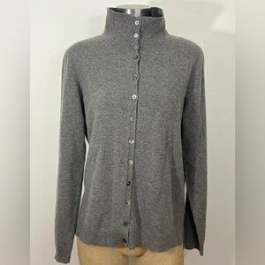 In Cashmere Women's  Button-Up Cardigan Sweater in Gray, Size Xl